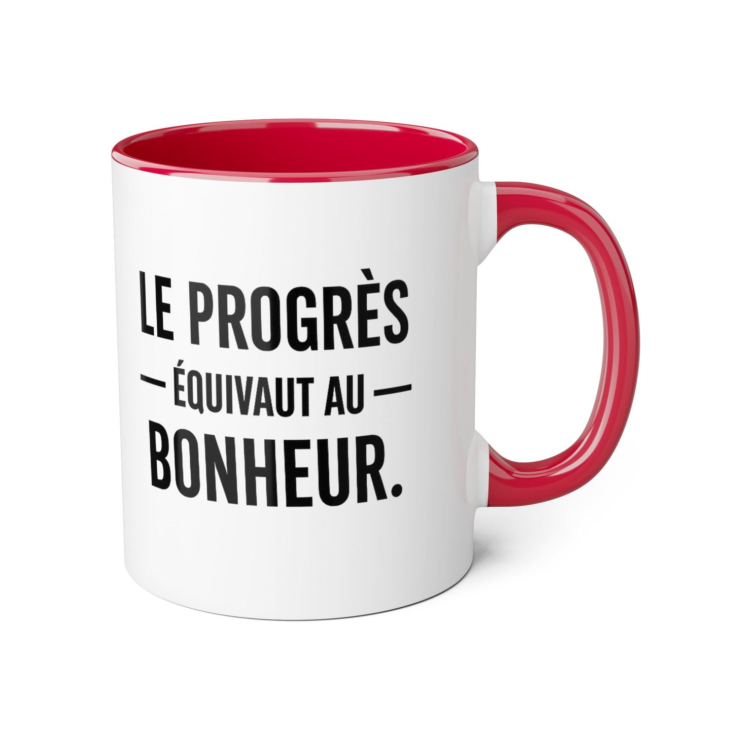 Motiva le progres equivaut le bonheur Coffee Mug 11oz — Black Interior & Handle