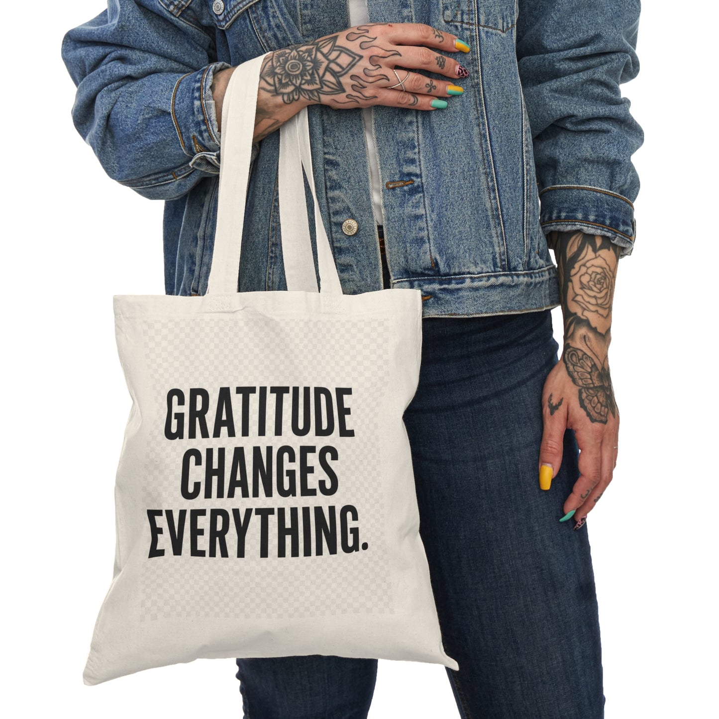 Motivia canvas tote bags grattitude
