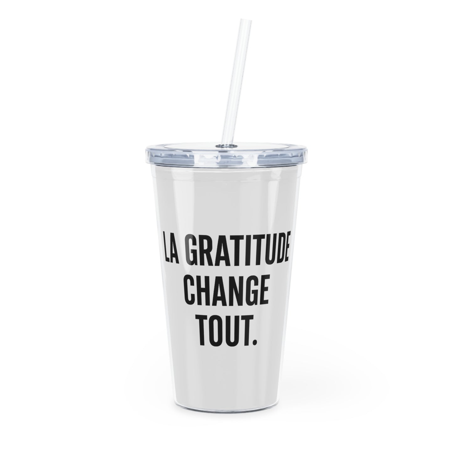 Motivia 20 oz plastic tumbler gratitude fr