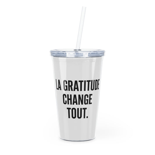 Motivia 20 oz plastic tumbler gratitude fr